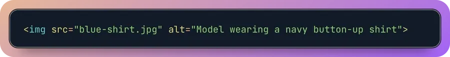 Example graphic of code showing correct use of alt text