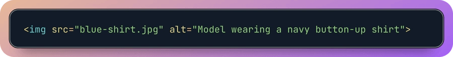 Example graphic of code showing correct use of alt text
